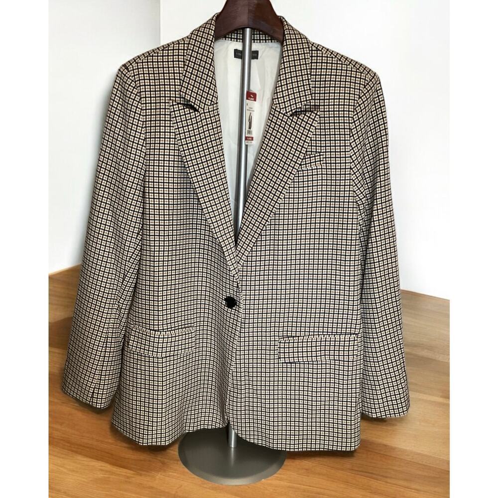 vince camuto lined padded shoulder split back long sleeve blazer XL